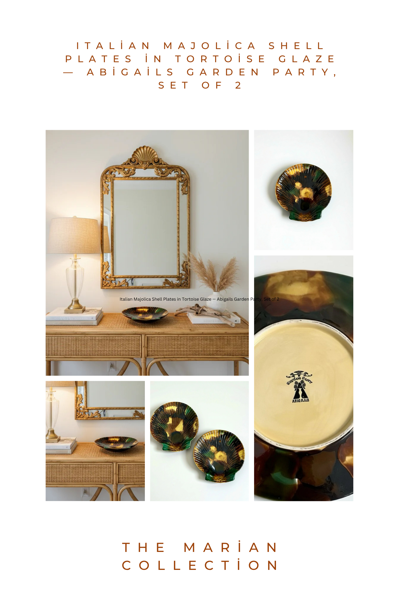 Italian Majolica Shell Plate in Tortoise Glaze — Abigails Garden Party