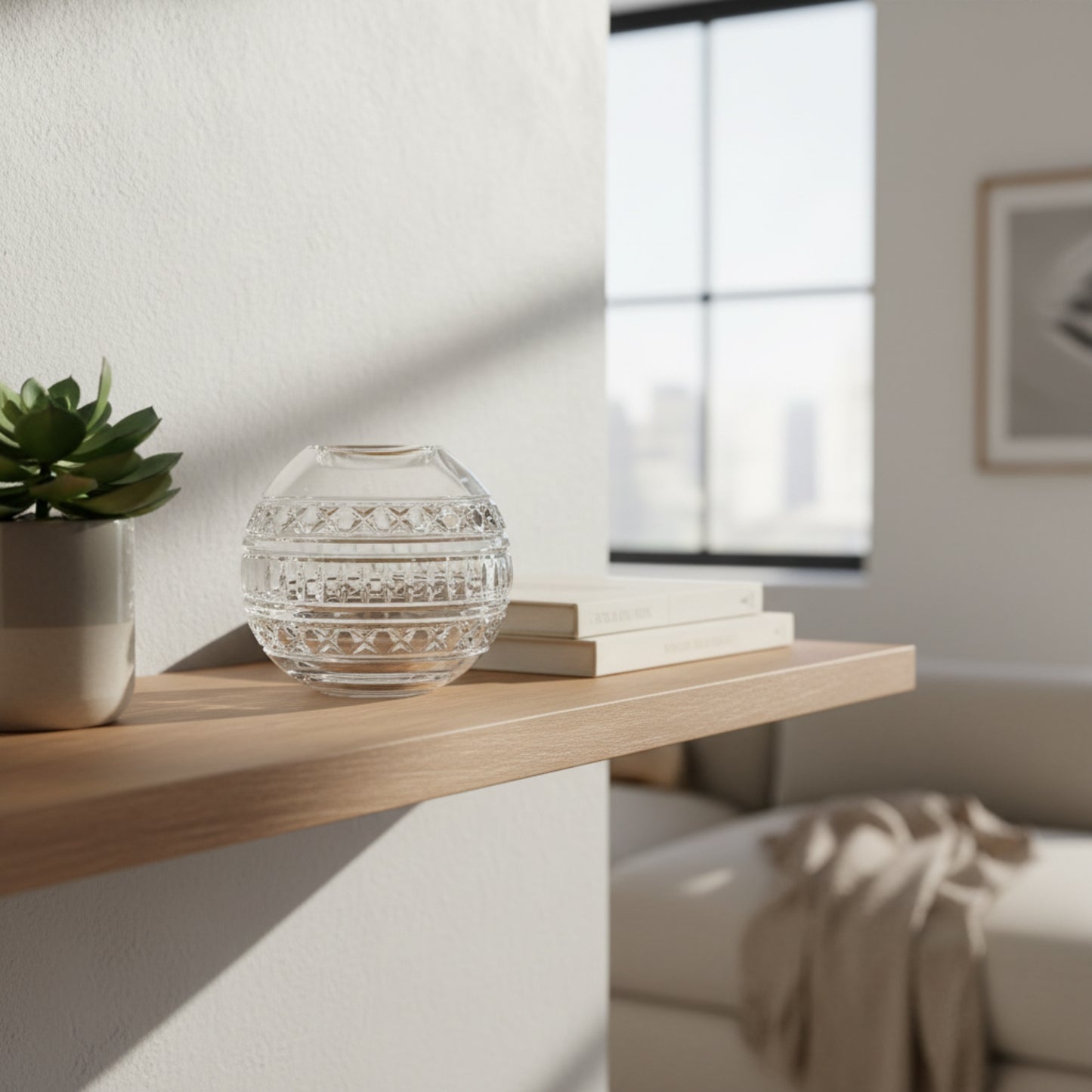 Cut Glass Keepsake Vase – Ornate Bands & Timeless Clarity