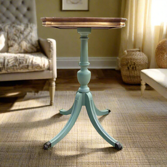 Victorian Refurbished Pedestal Table - Carriage House Green | The Marian Collection
