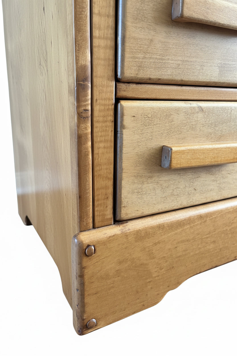 Vintage Craftsman Pine 4-Drawer Dresser | Curved Panels | Refinished | Gallery Top
