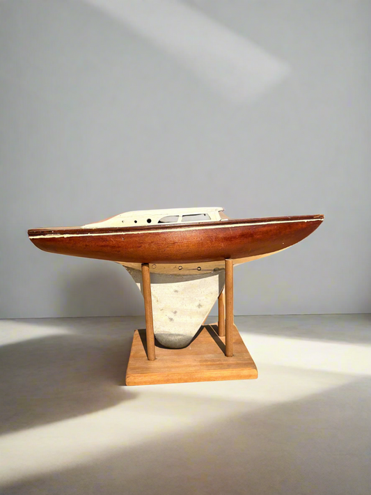 Vintage Half-Hull Sailboat Model