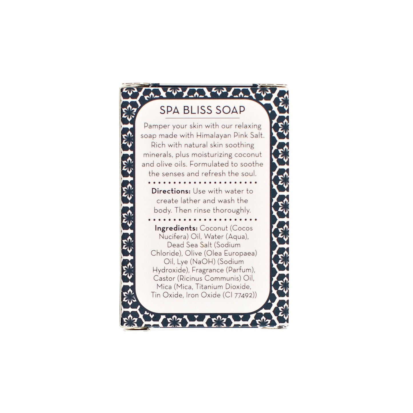 Spa Bliss Soap with Himalayan Pink Salt, soothing coconut and olive oils, 100% natural ingredients.