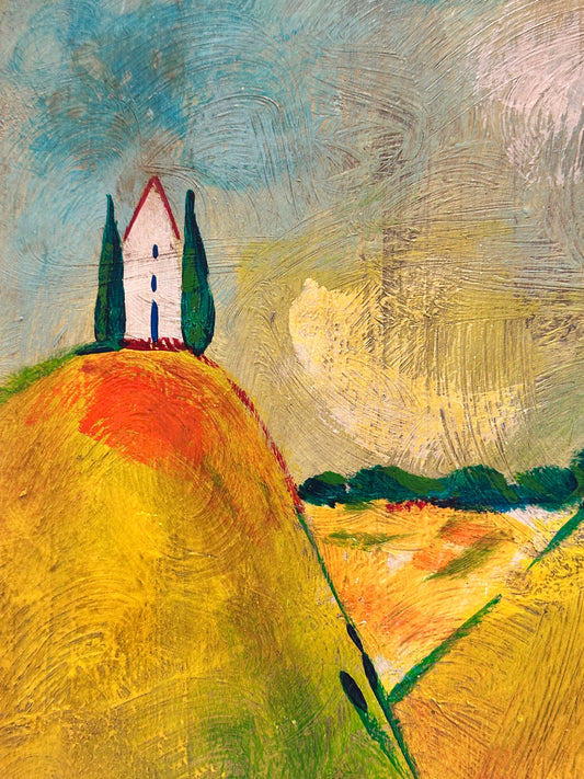 “Where the Day Pauses”– Original Painting on Wood | 12.25”H × 10.75”W