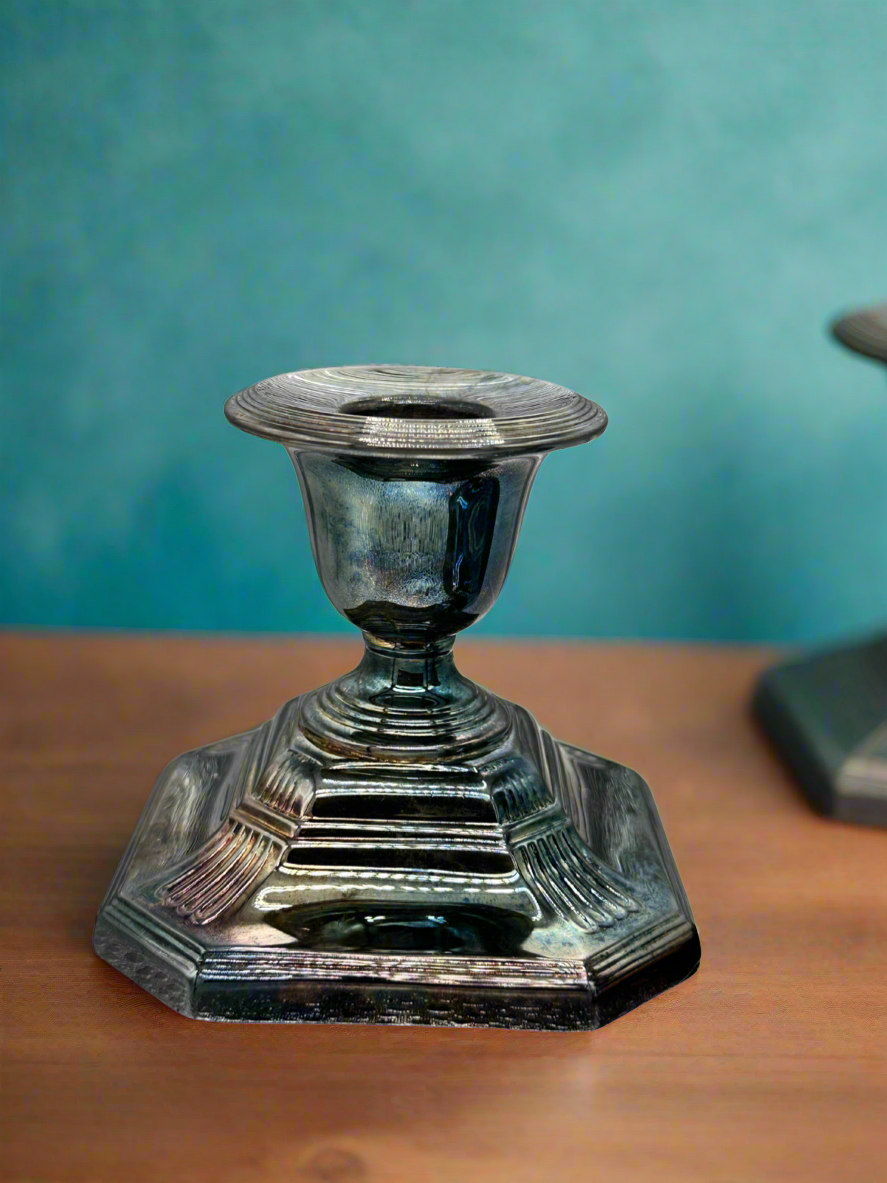 Iridescent Hexagonal Metal Candlestick Holders