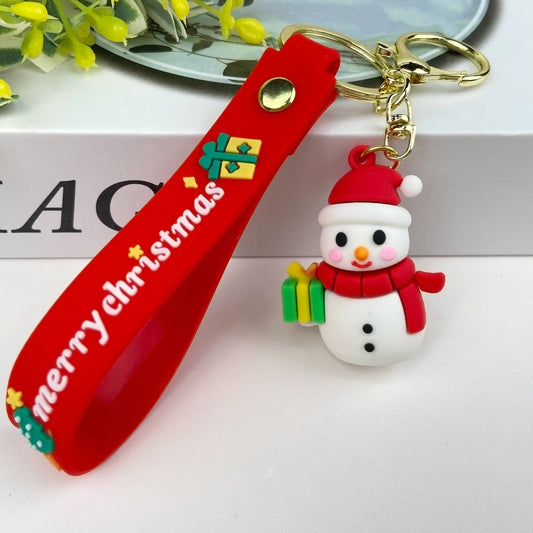 Christmas Keychain Set - Santa & Snowman PVC Charms | Holiday Gift