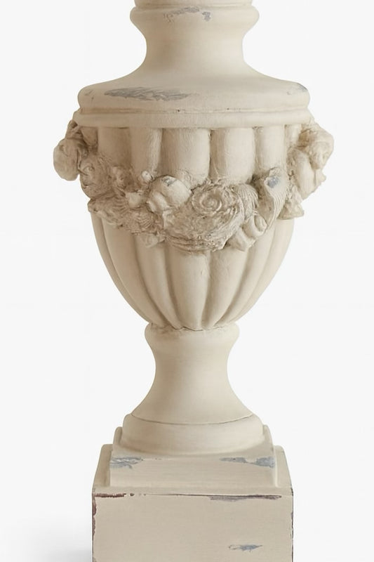 Decorative Coastal Pedestal Finial with Seashell Appliqué