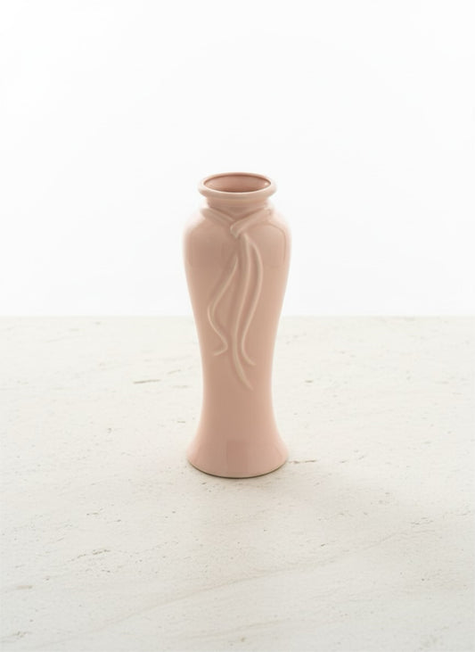 Blush Pink Ceramic Vase | Classical Silhouette with Relief Detail