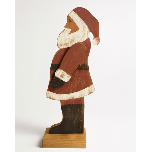 Vintage Handmade Wooden Santa Claus Decor - 12 Inch Christmas Figurine