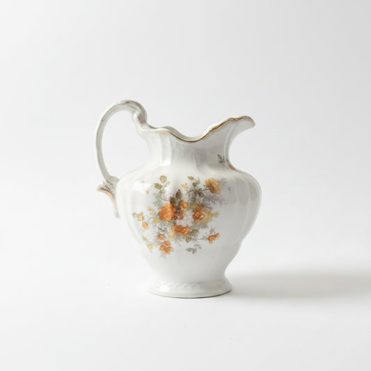 Mid-Century Hand-Painted English Porcelain Pitcher - Woodlands Works Floral