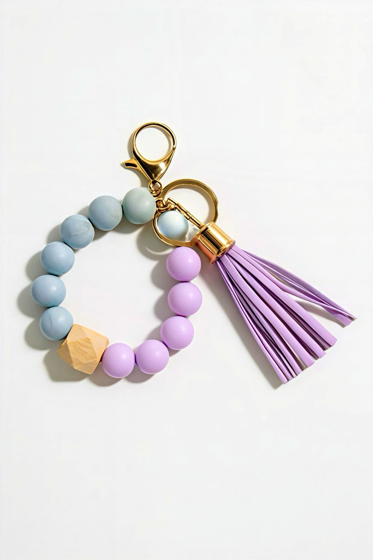 Pastel Beaded Keychain with Lavender Tassel