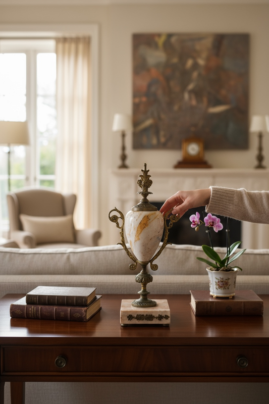 Italian Marble Urn with Gilt Bronze Mounts