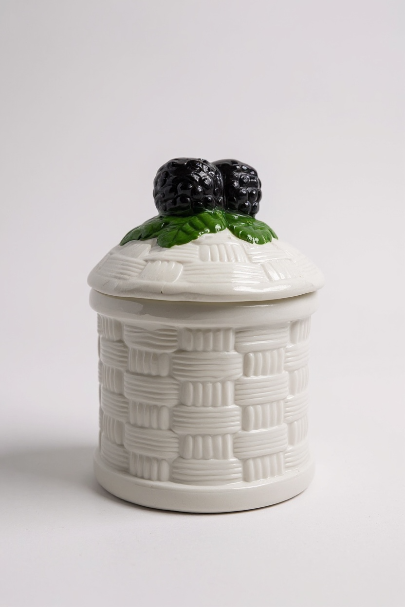 Vintage Ceramic Jam Jar Set – Strawberry & Blackberry Motif