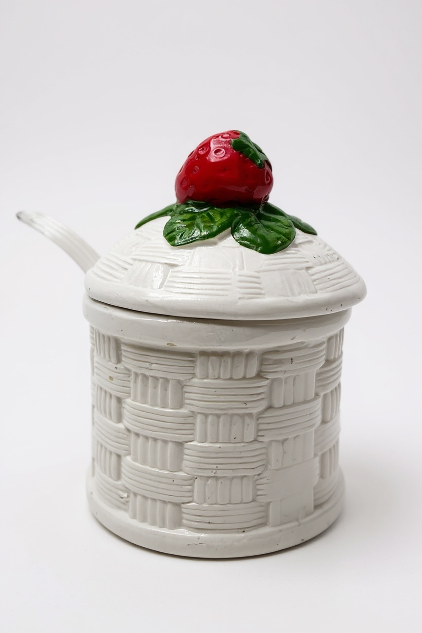 Vintage Ceramic Jam Jar Set – Strawberry & Blackberry Motif