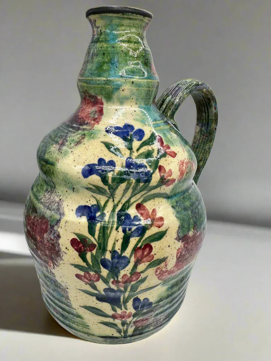 Handmade Stoneware Jug | Marbled Glaze Artisan Pottery | The