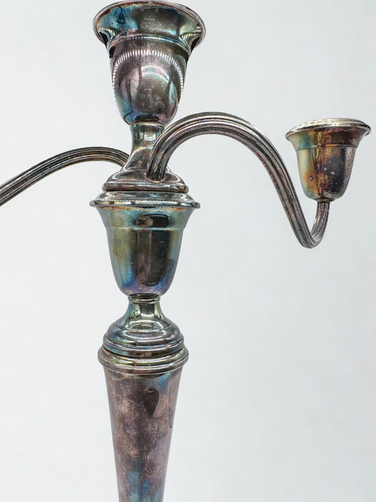 Antique Silver Three-Arm Candelabra