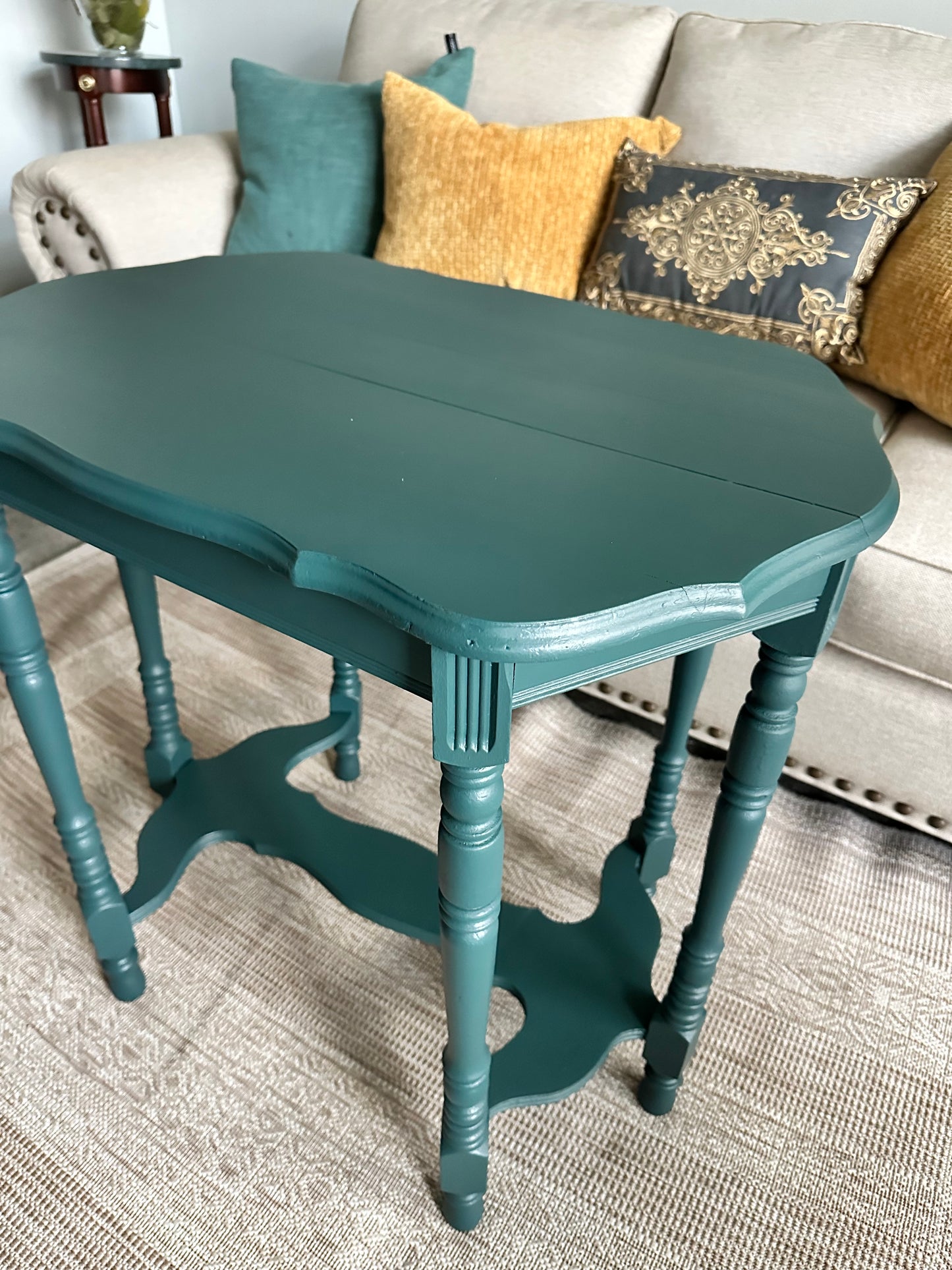 Refinished Dark Green Accent Table