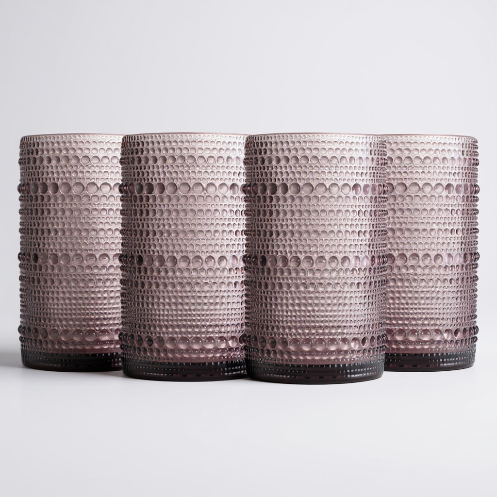 Halo Textured Glass Set – Jewel-Toned Coolers (Set of 4, 15.2 oz)