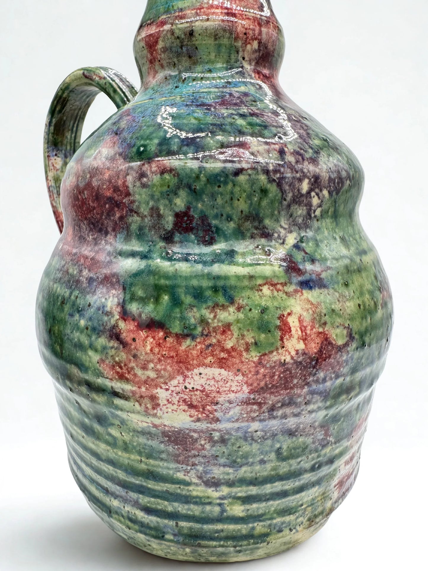 Handmade Multicolor Stoneware Jug - Marbled Glaze & Floral Design | The Marian Collection