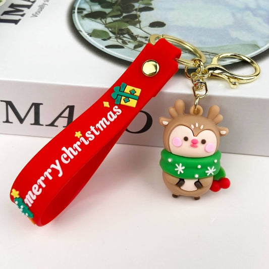 Christmas Keychain Set - Santa & Elk PVC Charms | Holiday Gift