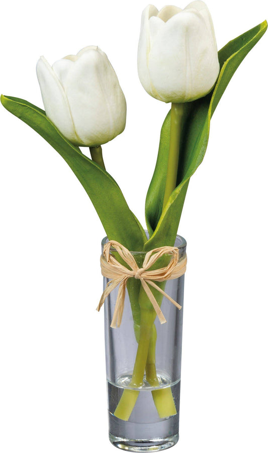 Vintage Cream Mini Tulip Vase - Artificial Flower Arrangement