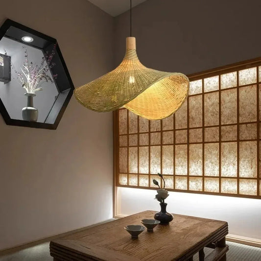 Rattan Pendant Light - Dimmable Bamboo Shade | The Marian Collection
