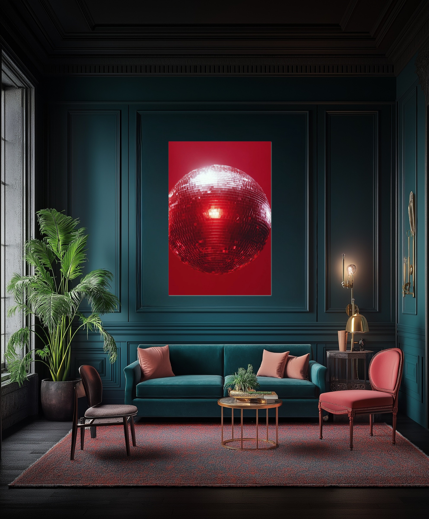 Red Disco Ball Wall Art – Aluminum DIBOND® Print | UV-Resistant Modern Decor
