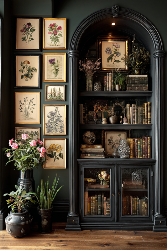 Vintage art piece displayed in a boho-luxe home interior showing how to start decorating with art you love