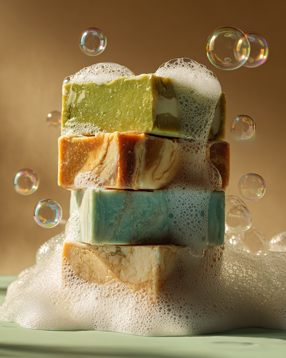 luxury bath and body products with bubles and suds