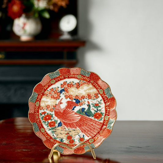 Imperial Reverie: Hand-Painted Phoenix Porcelain Plate
