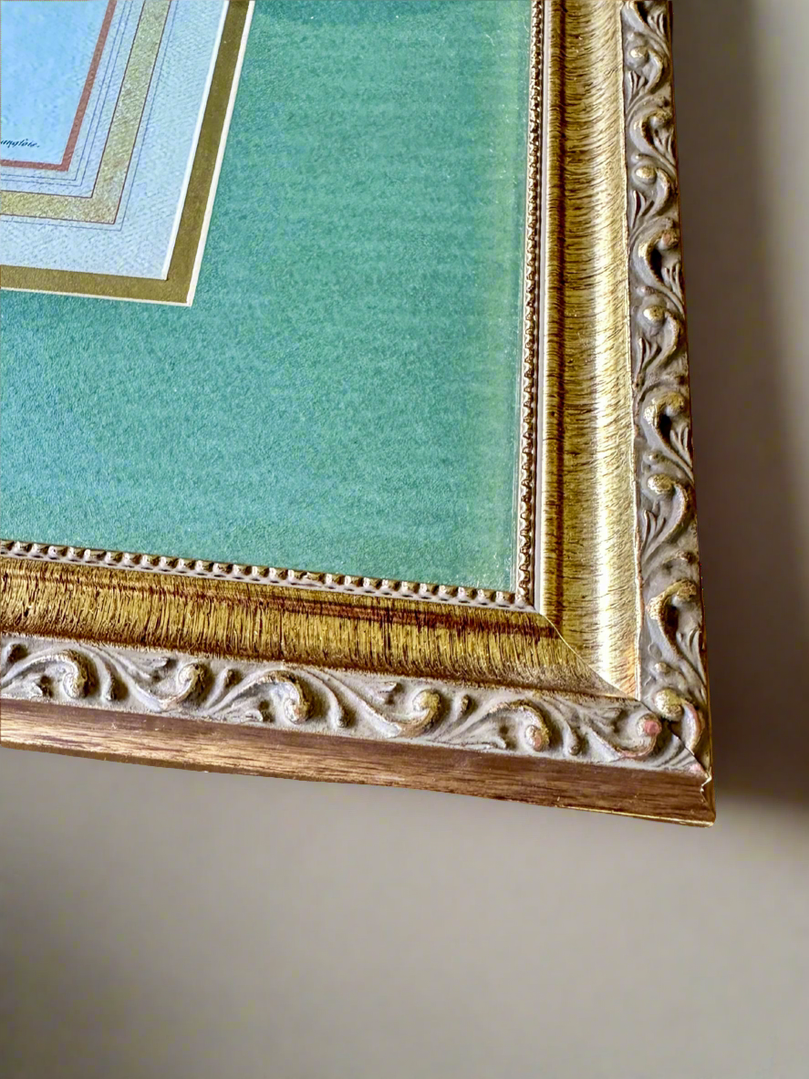 Framed Botanical Bouquet Art — Vintage Rose Study