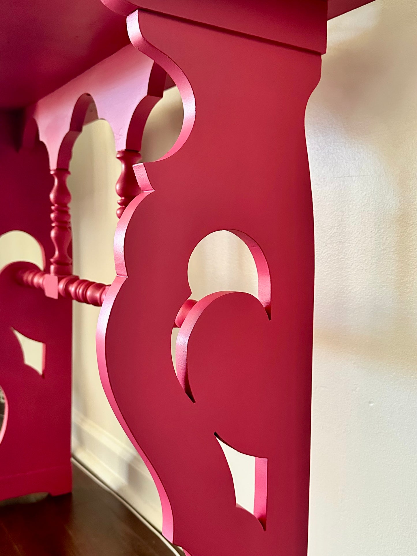 French Stripe Antique Console — Hand‑Painted in Amore & Charming | Jacksonville, FL