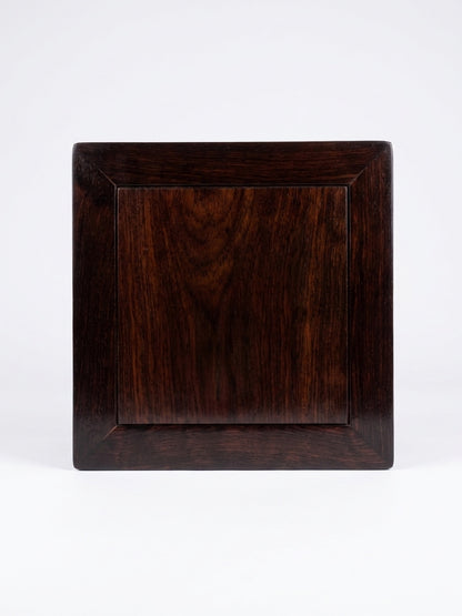 Square dark hardwood Ming-style low table top view
