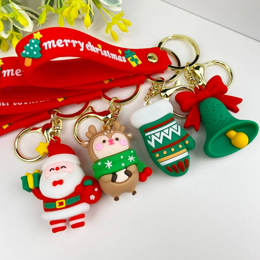 Christmas Keychain Set - Santa & Elk PVC Charms | Holiday Gift