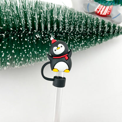 Snowman Straw Topper - Christmas Straw Cover Charm | Holiday Drinkware Decor