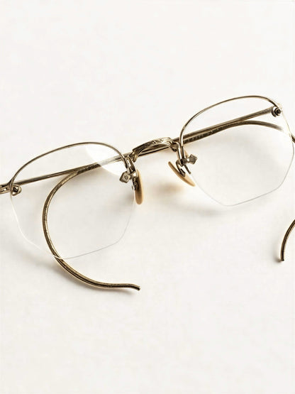 Vintage American Optical 12K Gold-Filled Rimless Eyeglasses with Case & Cloth