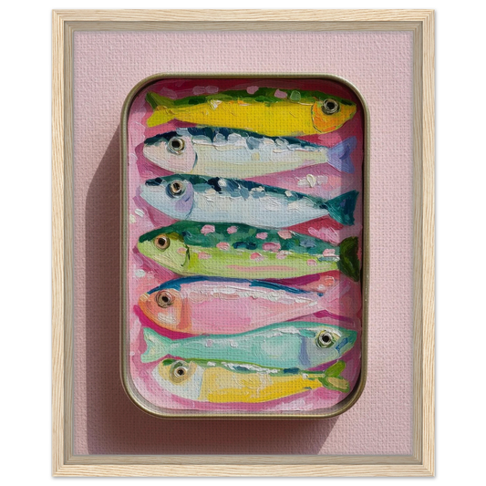 colorful sardines on canvas in frame