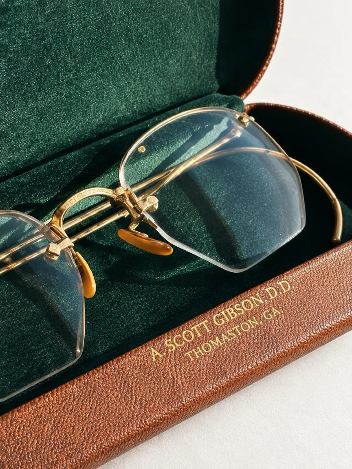 Vintage American Optical 12K Gold-Filled Rimless Eyeglasses with Case & Cloth