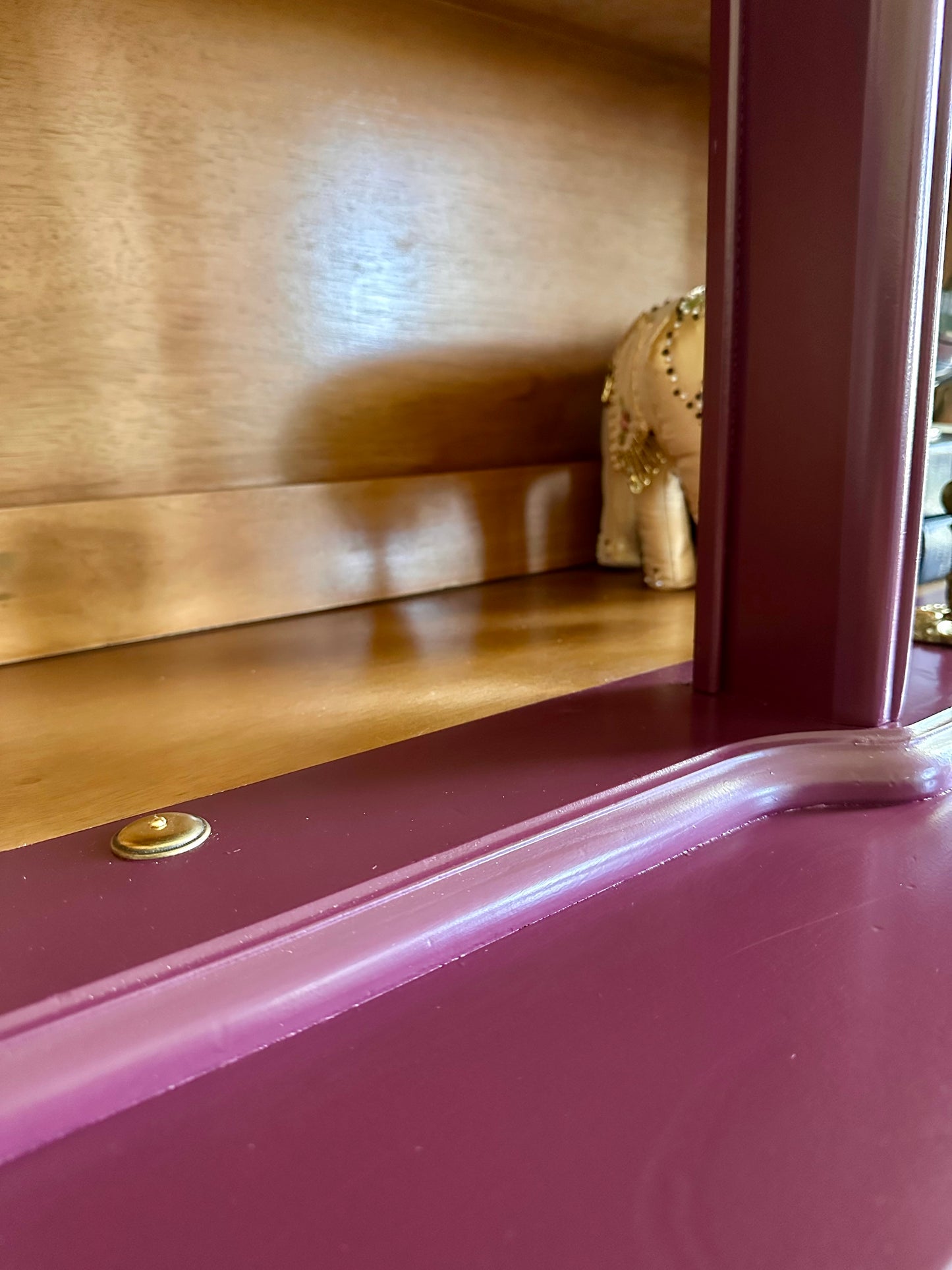 Blackberry Enamel Hutch — 1960s Vintage Storage Cabinet, Custom  Refinished (75H × 60W × 18D)