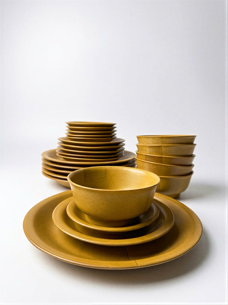 The Ochre Prism Stoneware Dinnerware Collection – 24-Piece Tabletop Set
