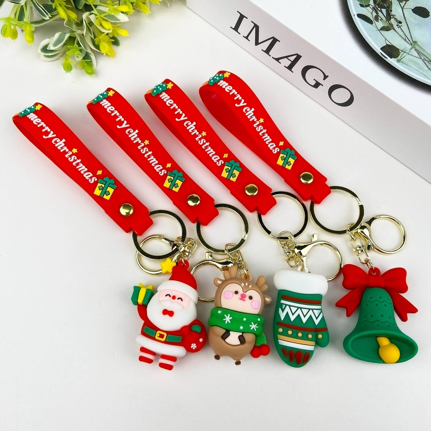 Christmas Keychain Set - Santa & Elk PVC Charms | Holiday Gift