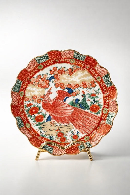 Imperial Reverie: Hand-Painted Phoenix Porcelain Plate
