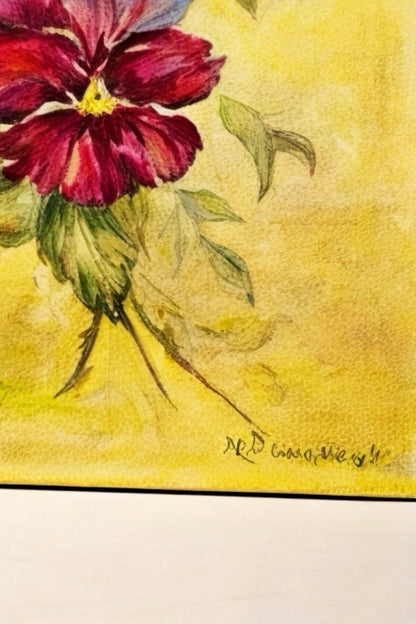 Golden Bloom Study – 8×6 Floral Painting on Canvas Board | Botanical Art for Home Decor