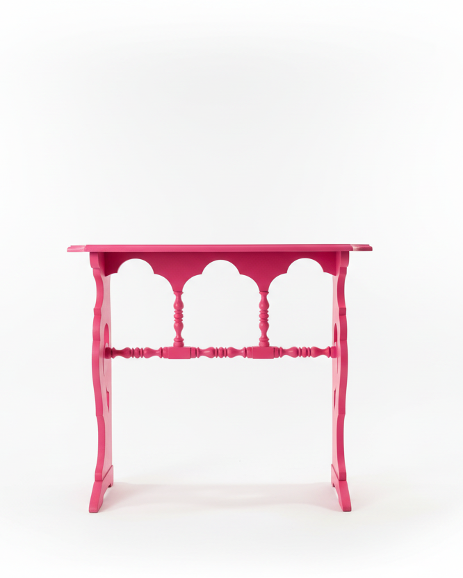 Pink decorative table on a white background