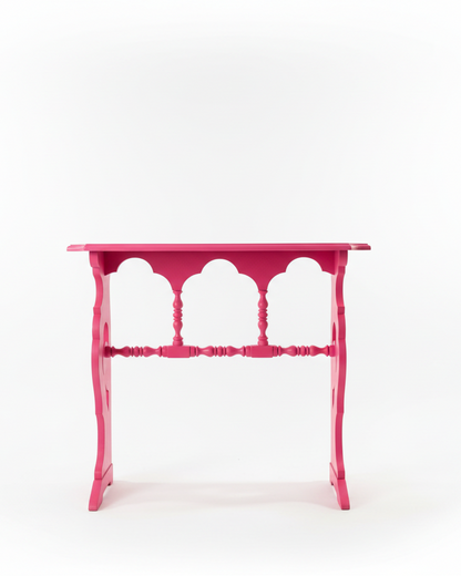 Pink decorative table on a white background