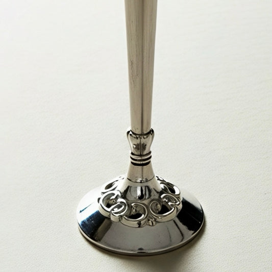 Vintage Silverplate Candlestick Holder — Ornate Scroll Base, Mid‑Century Elegance