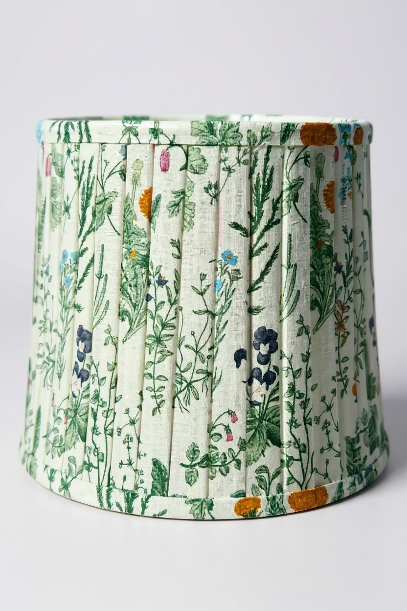 Vintage Metal Base + Floral Fabric Shade