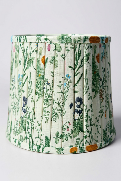 Vintage Metal Base + Floral Fabric Shade