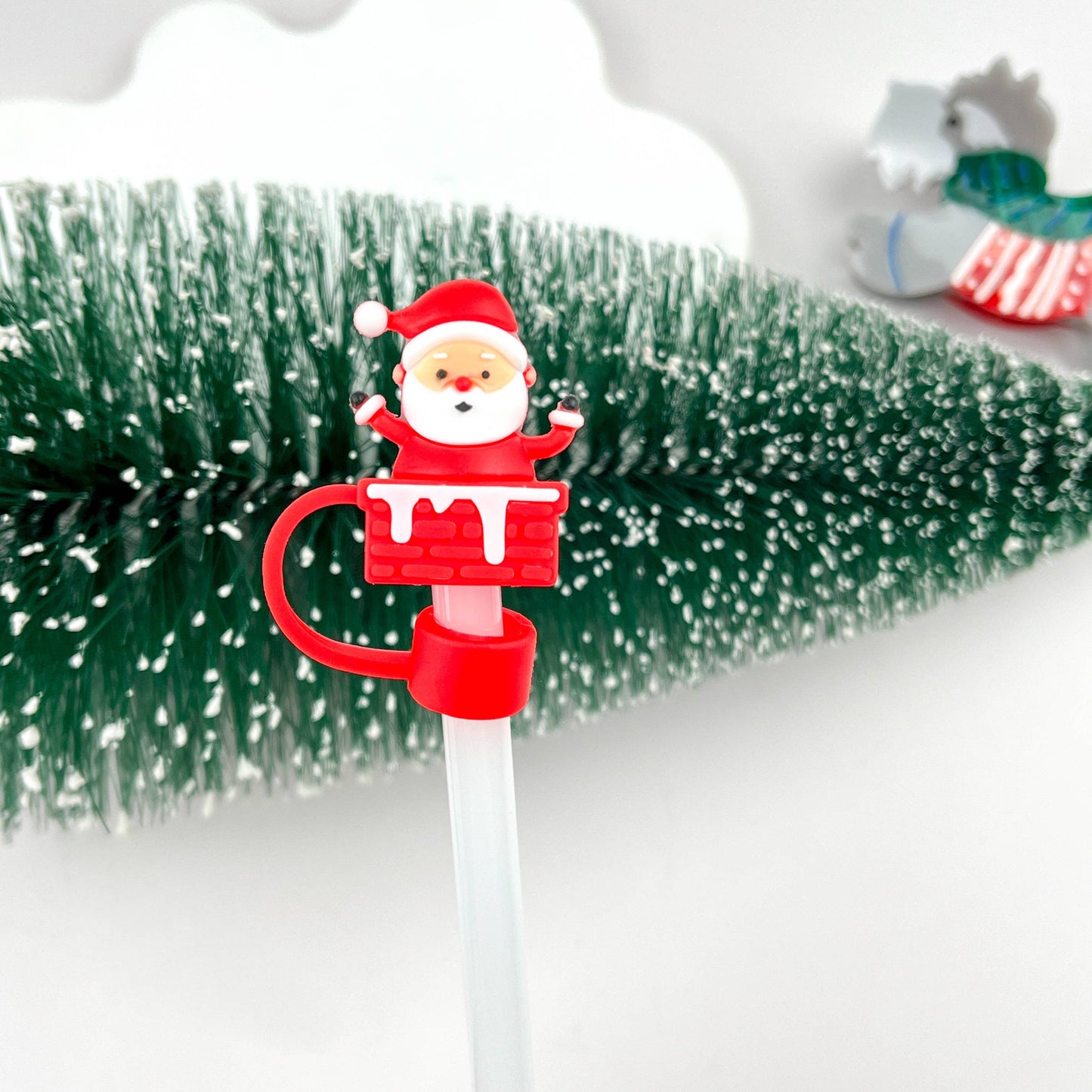 Snowman Straw Topper - Christmas Straw Cover Charm | Holiday Drinkware Decor