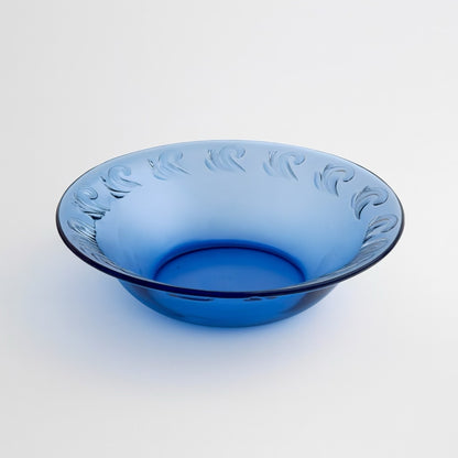 Pyrex 4 piece set Blue glass bowl with embossed design