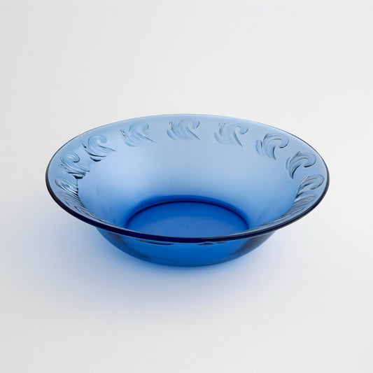 Pyrex 4 piece set Blue glass bowl with embossed design